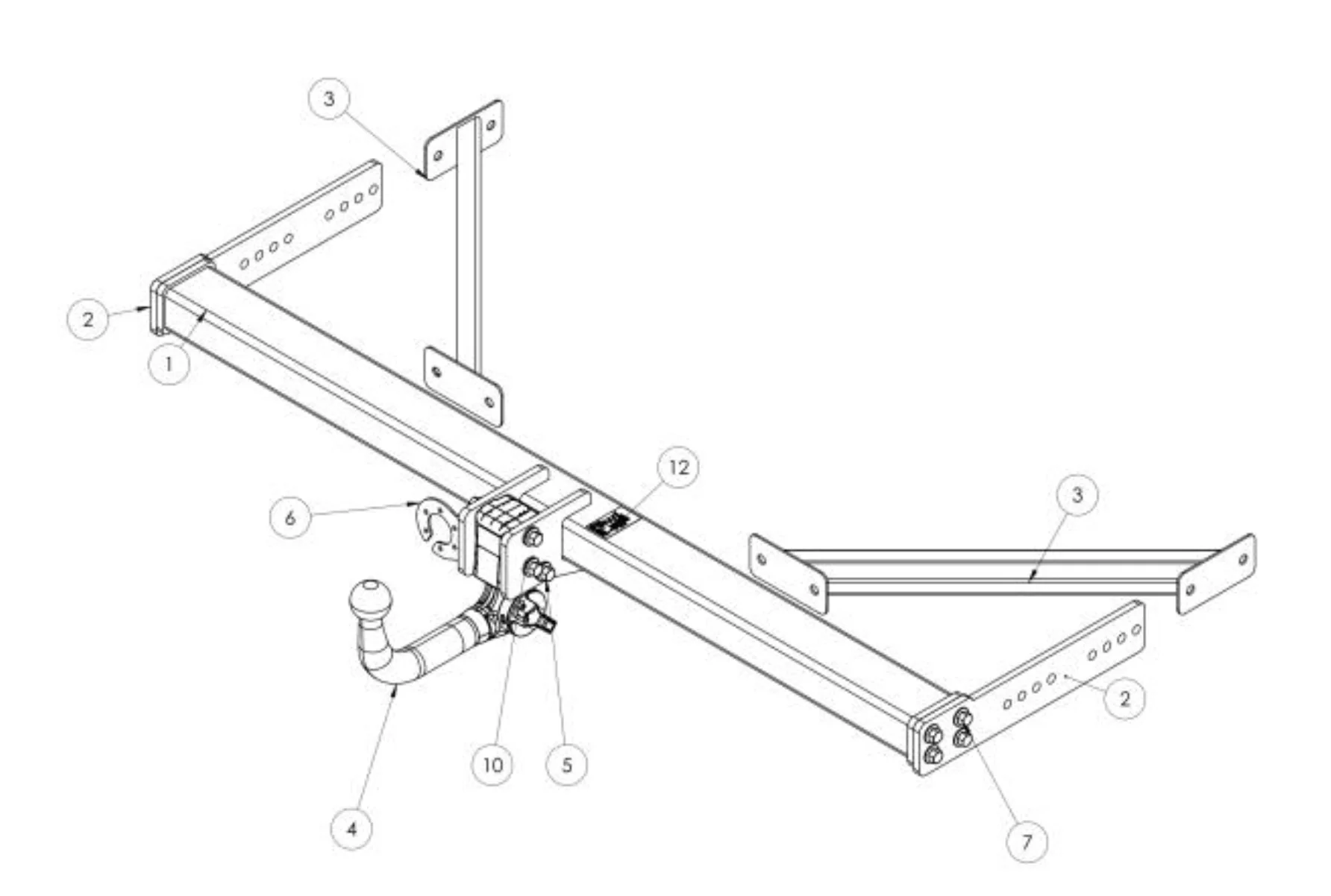 Detachable Tow Bar AL-KO for Motorhome - Fiat Ducato / Mercedes Sprinter, Frame Width 1289 mm